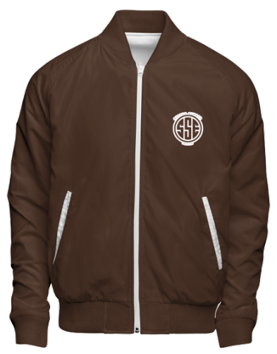 Brown and White Bomber Jacket